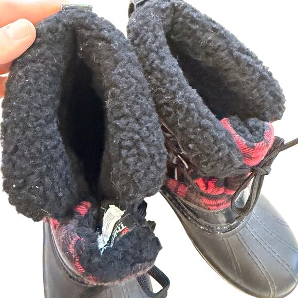 Ozark Trail Black Red Plaid Fur Boot Thinsulate Size 6 Winter Waterproof Insulat - Picture 12 of 14